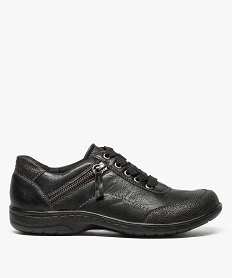 GEMO Chaussures confort femme style basket avec zip décoratif Noir
