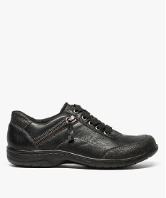 GEMO Chaussures confort femme style basket avec zip décoratif noir standard