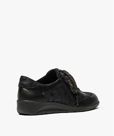 chaussures confort femme dessus cuir avec lacets pailletes et zip noir9434001_4