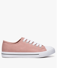 GEMO Baskets femme à lacets en toile unie et bout caoutchouc rose standard