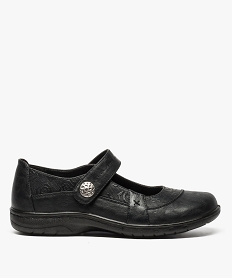 GEMO Chaussures confort femme ballerines avec bride à scratch noir standard