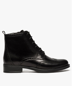 boots femme a lacets dessus cuir motifs perfores fermeture zip noir bottines et boots9437701_1