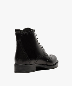 boots femme a lacets dessus cuir motifs perfores fermeture zip noir bottines et boots9437701_4