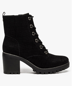GEMO Bottines femme à talon motif Prince-de-Galles Gris