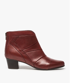 GEMO Boots femme à talon dessus cuir avec motifs drapés Rouge