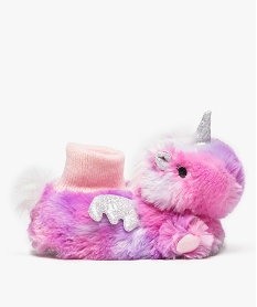 GEMO Chaussons fille semi montants style peluche licorne Rose
