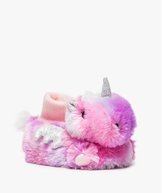 chaussons fille semi montants style peluche licorne rose9445501_2