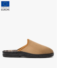 GEMO Chaussons homme en forme de mules en velours ras uni Brun