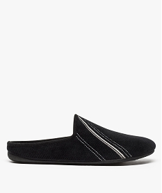 GEMO Chaussons homme en forme de mules avec lignes brodées Noir