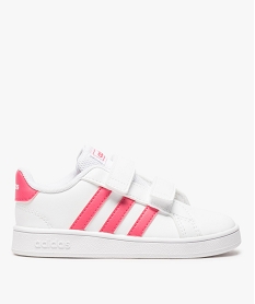 GEMO Baskets fille bicolores à scratch - Grand Court Adidas Blanc