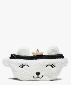 sac banane fille en maile peluche avec broderie animal blanc9457101_1