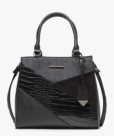 sac a main femme avec jeu de matieres et double porte noir sacs a main9461601_1