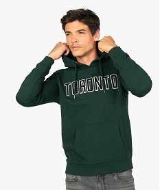 sweat homme a capuche avec inscripton toronto vert9465201_1