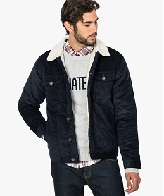 blouson homme en velours cotele avec doublure sherpa bleu9466801_1