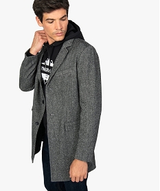 GEMO Manteau homme coloris chiné et grand col Gris