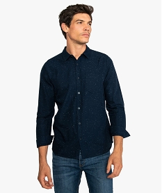 GEMO Chemise homme au coloris chiné coupe regular violet chine