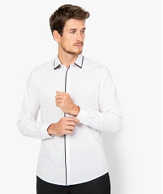 GEMO Chemise homme avec liserés contrastants Slim fit Blanc