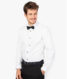 GEMO Chemise homme avec noeud papillon intégré Slim fit blanc standard