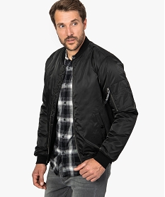 blouson homme bomber a poches pressionnees et toucher satine noir manteaux et blousons9468901_1