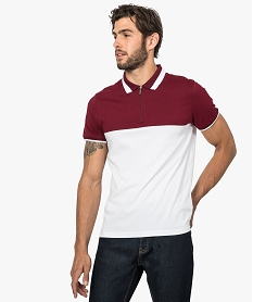 polo homme bicolore a col zippe multicolore polos9469401_1