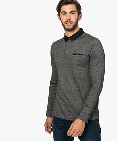 GEMO Polo homme à col chemise contrastant Noir