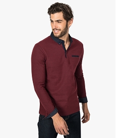 GEMO Polo homme à col chemise contrastant Rouge