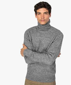pull homme a col roule en maille chinee gris9470701_2
