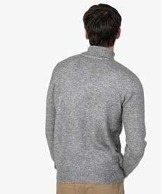 pull homme a col roule en maille chinee gris9470701_3