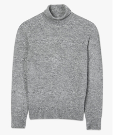pull homme a col roule en maille chinee gris9470701_4
