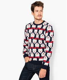 GEMO Pull homme à motifs Père Noël Multicolore