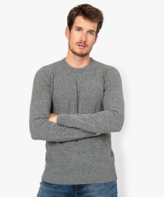 GEMO Pull homme en maille fantaisie Gris