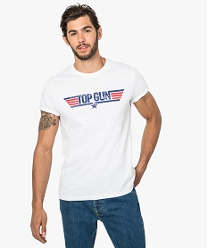 GEMO Tee-shirt homme à manches courtes imprimé Top Gun Blanc