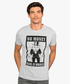 tee-shirt homme a manches courtes avec motif monopoly gris9473001_1