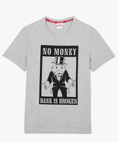 tee-shirt homme a manches courtes avec motif monopoly gris9473001_4