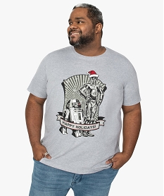 GEMO Tee-shirt homme à motif Star Wars esprit Noël Gris