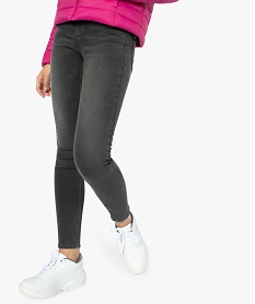 GEMO Jean femme coupe skinny taille basse en stretch Gris