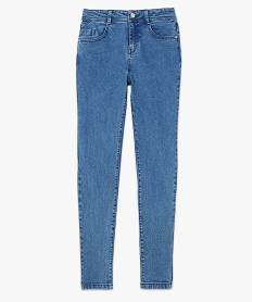 jean femme coupe slim avec inscription brodee en bas de jambe bleu pantalons jeans et leggings9478301_4