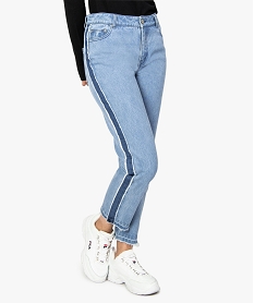 GEMO Jean femme taille haute coupe droite à bords francs Bleu