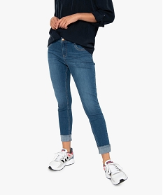 GEMO Jean femme en polyester recyclé avec finitions bord-franc Gris