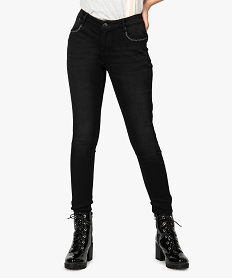 jean femme coupe slim a details argentes en polyester recycle noir pantalons jeans et leggings9479101_1