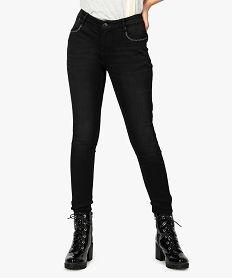 GEMO Jean femme coupe slim à détails argentés en polyester recyclé Noir