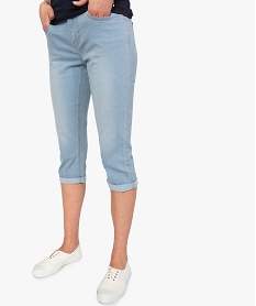 GEMO Pantacourt femme coupe slim stretch 5 poches blanc chine