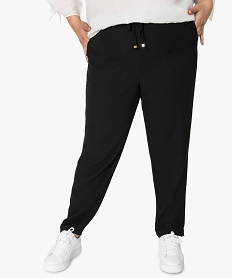 pantalon ample en matiere fluide noir pantalons et jeans9481401_1