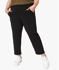 pantalon femme carotte 78e a taille elastiquee noir9481501_1