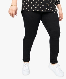 GEMO Pantalon femme 5 poches coupe droite en coton stretch Noir