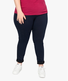 GEMO Pantalon femme 5 poches coupe droite en coton stretch Bleu