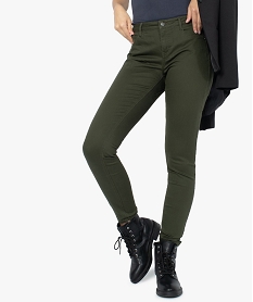 GEMO Pantalon femme slim coloré à taille normale Vert