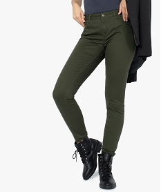 pantalon femme slim colore a taille normale vert9482301_1