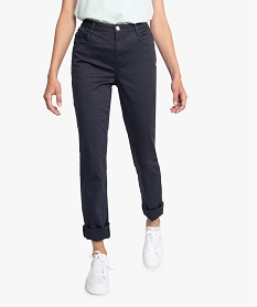 GEMO Pantalon femme regular taille haute en stretch Bleu