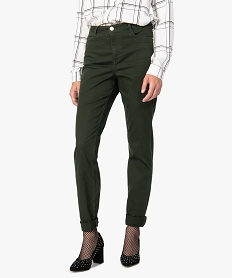 pantalon femme regular taille haute en stretch vert9482801_1